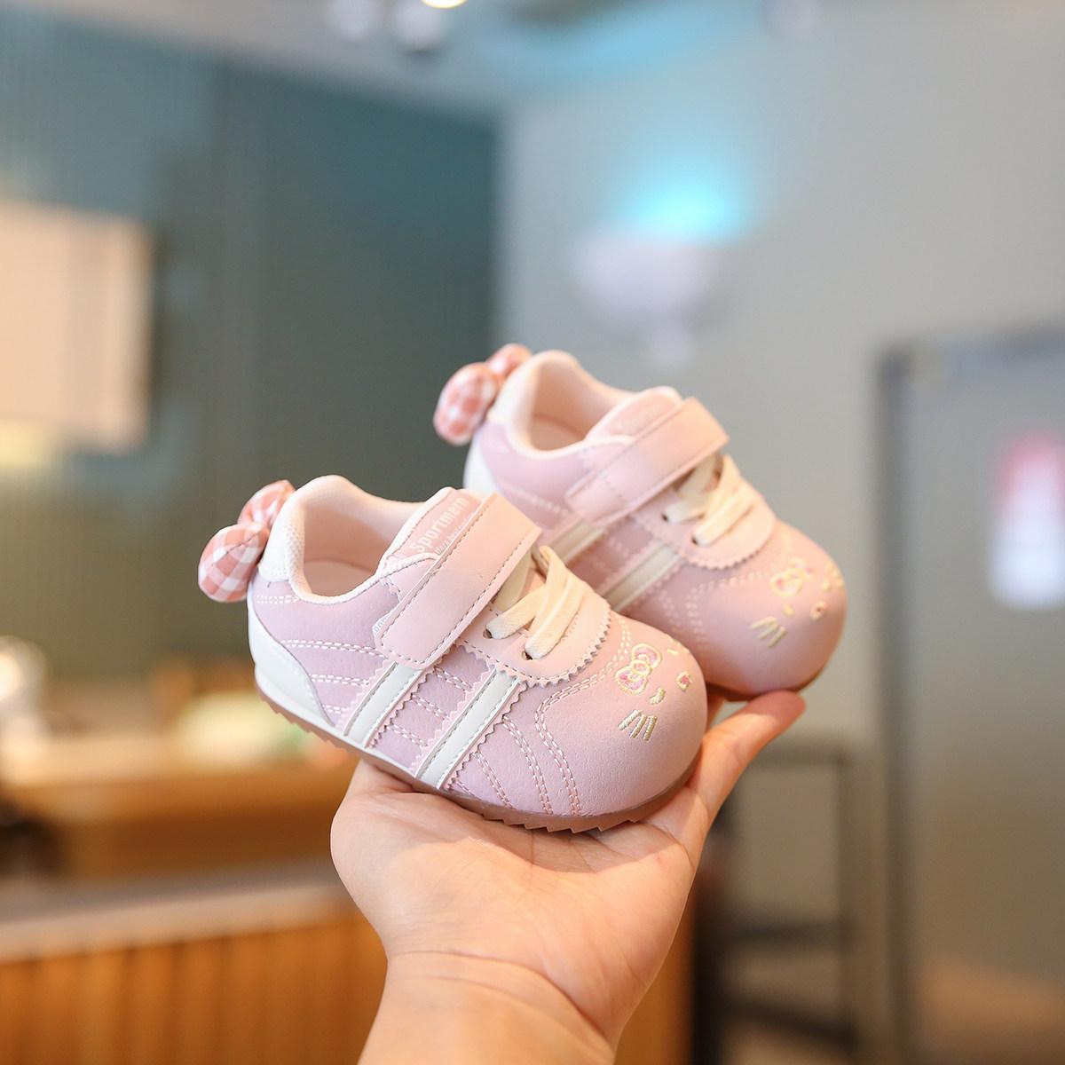 

Cute Cat Girl s Casual Shoes with Bow on the Heel Princess Sneakers for Spring0-2Years Old3Baby girl s training shoes for learning to walk 25
