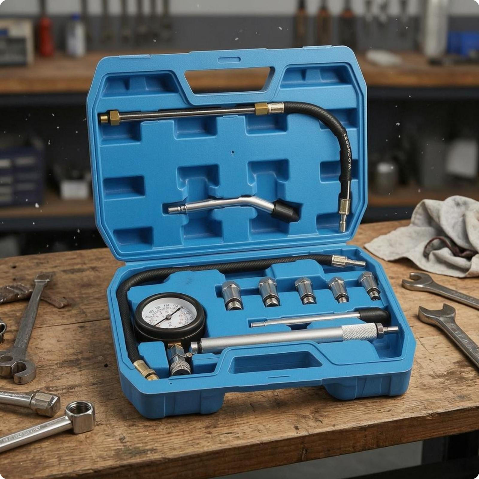Cylinder Pressure Testing Kit Threaded Adapters Compression Tester Metal Components