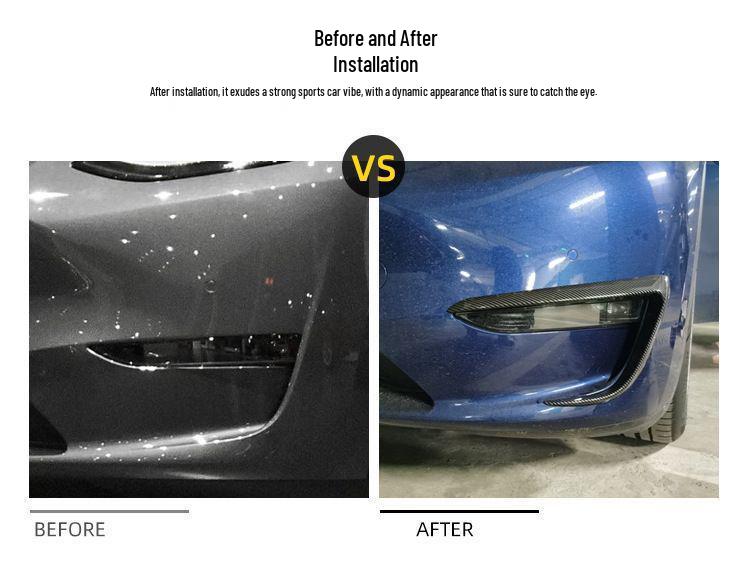 Copertura Sopracciglio Fendinebbia in Fibra di Carbonio per Tesla Model 3/Y - Deflettore Vento e Cornice Decorativa
