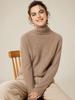 Women's High Neck Loose Fit 100% Pure Cashmere Sweater - Warm Knit Pullover