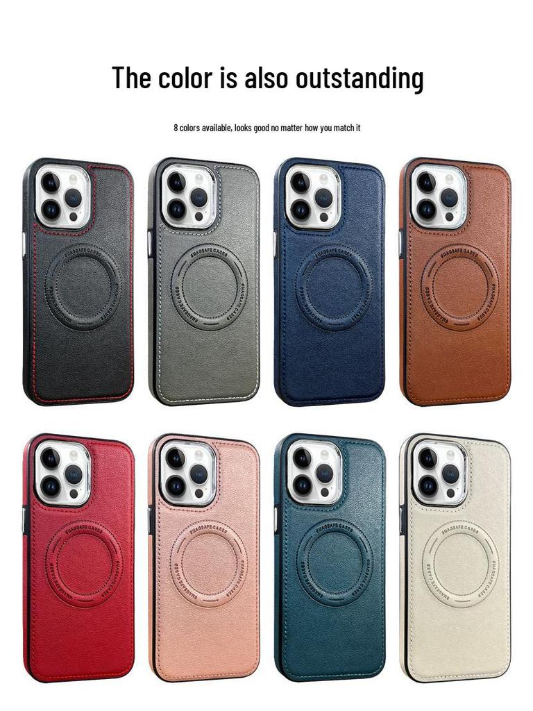 Zhi Chen Magnetische Anti-Fall-Hülle für iPhone 15 & 14 - High-End Lederschutzhülle