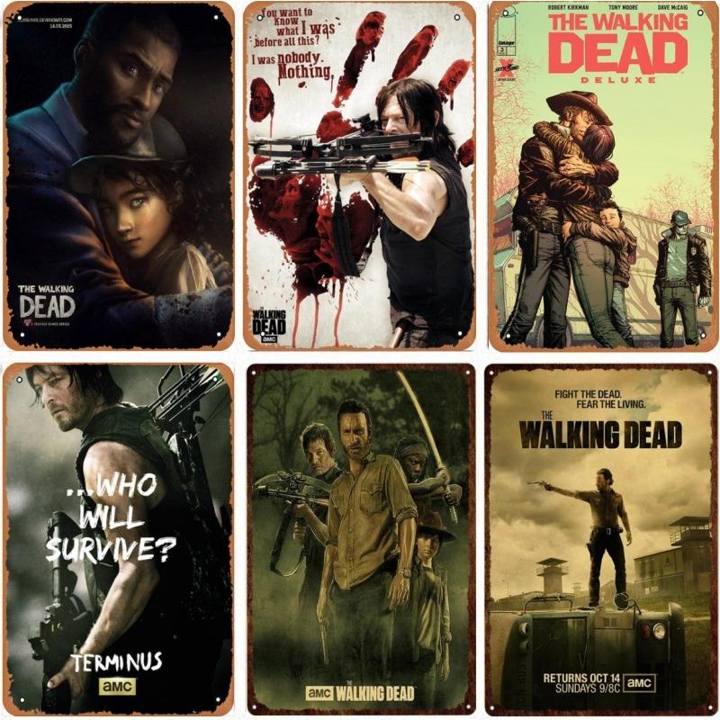 Metal Tin Poster The Walking Dead Movie Metal Sign Plaque Poster for Bar Club Wall Decor Retro Home Vintage Wall Plate Pendant