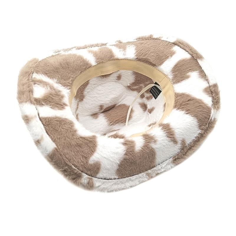 Cow Print Trim Western Hat For Adult Soft Multi Color Photo Props Party Daily Wear Multi Color