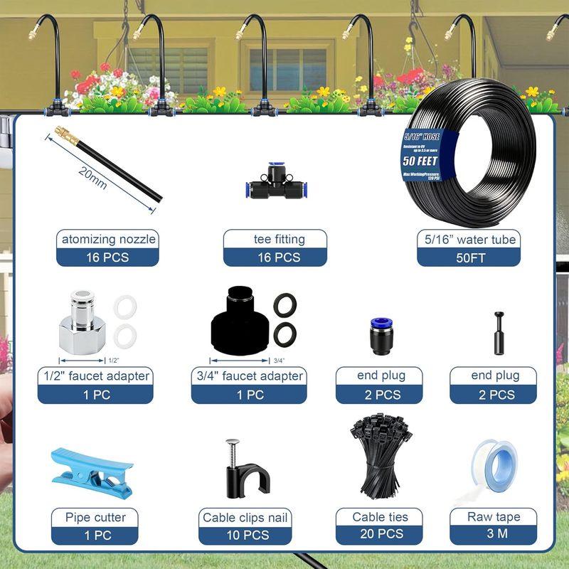 Universal Adjustable Micro-Atomizing Sprinkler Set for Irrigation, Cooling, and Humidification