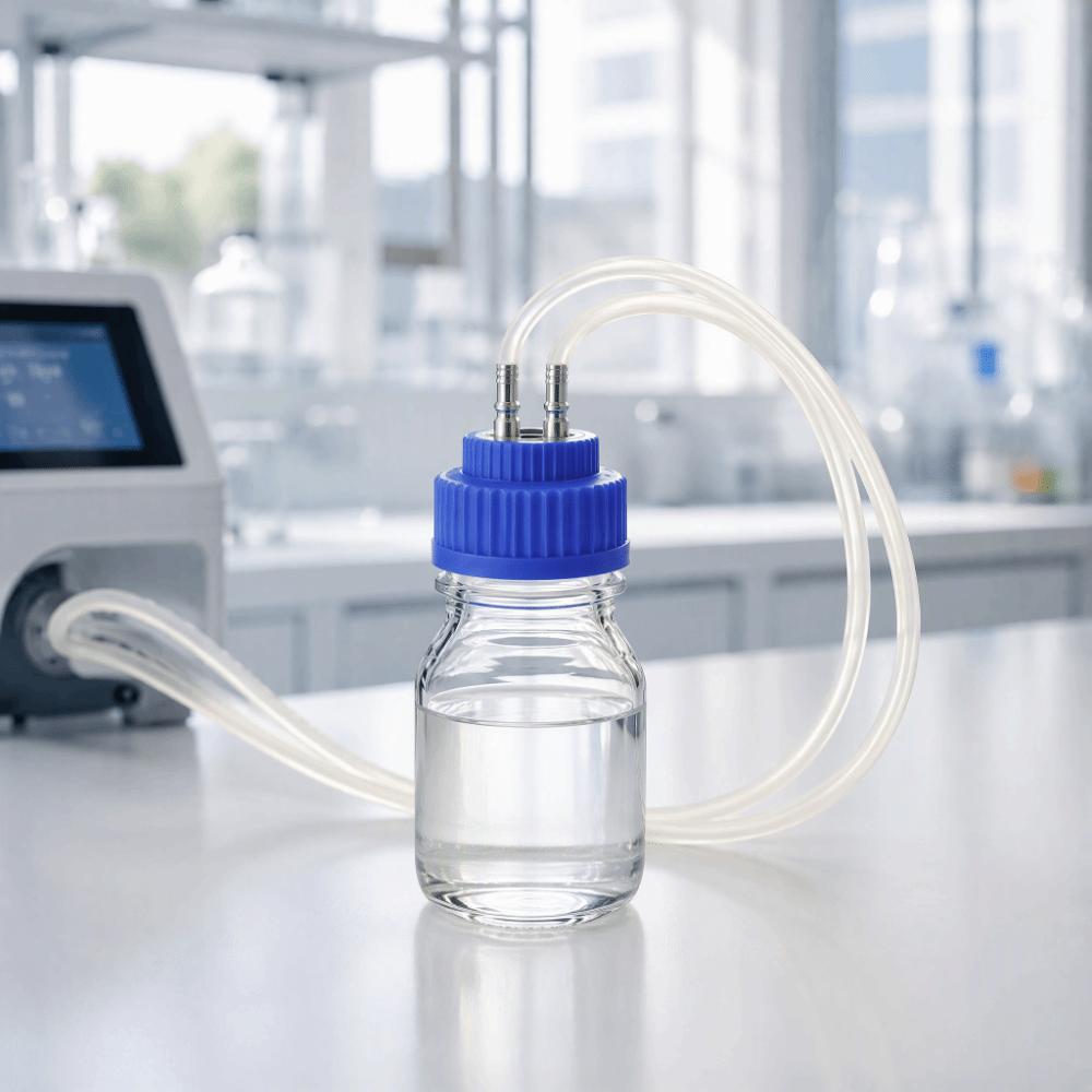 2 Port Design Mobile Phase Filling Cap 8mm Diameter Liquid Filling Cap Laboratory