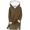 Women's Fashionable Solid Color Hooded Long Sleeved Plush Versatile Warm Bottom Shirt Top