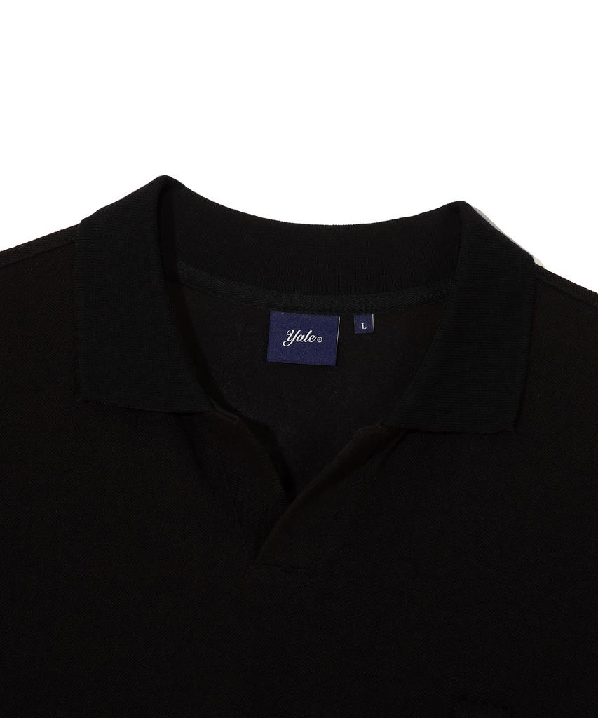 YALE Heritage Dan Slit-Neck Pique Tee Black