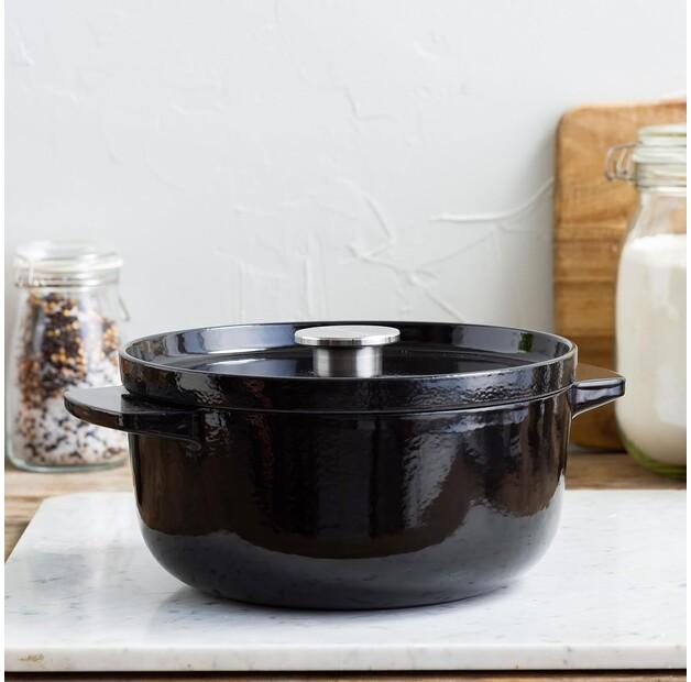 Чугунная жаровня KitchenAid круглая 22 см оникс чёрный (CC006058-001)