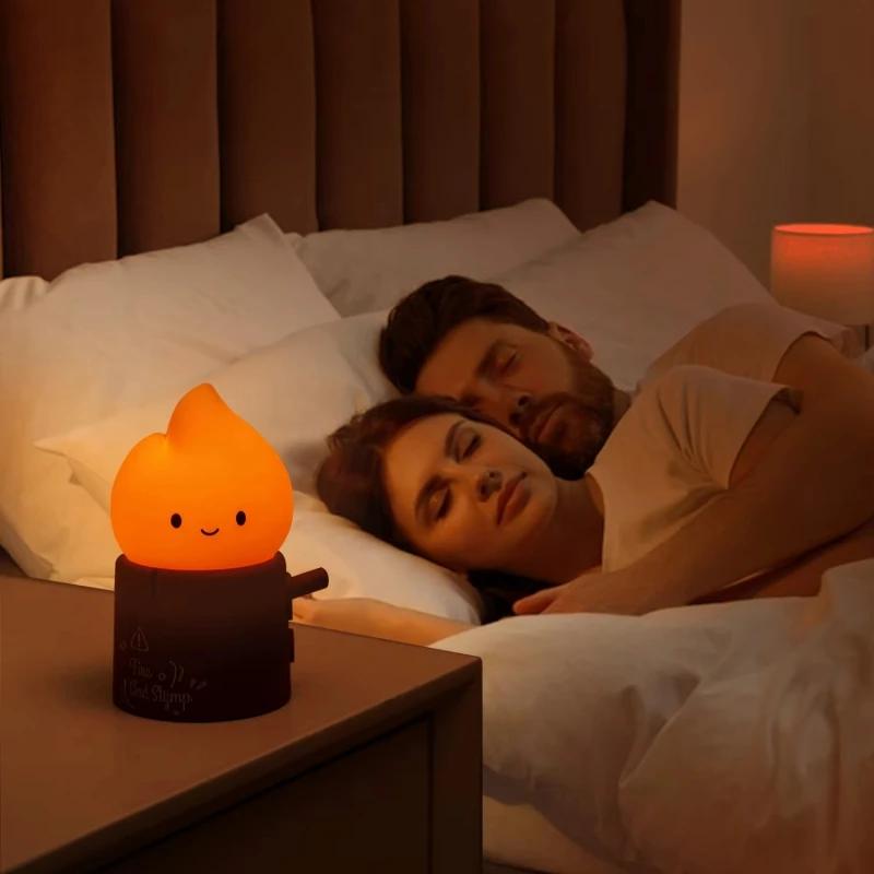 Cute LED Night Light Flameless Candles  Kerosene Sleeping Night Lights Dimmable 2 Lighting Modes Bedsides Lamp For Kid Bedroom