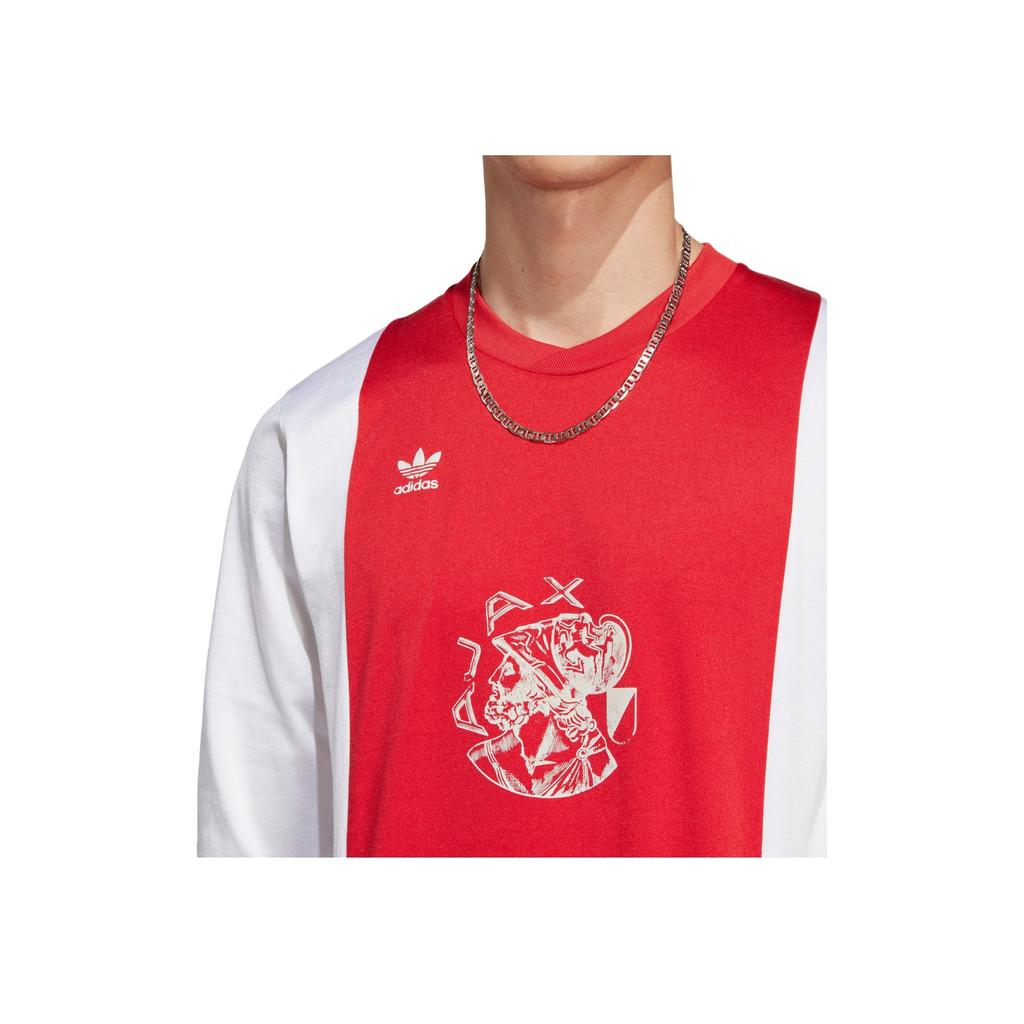 Adidas Alphabet Print Colorblock Crewneck Long Sleeve T-Shirt Men Tops Red IN4723