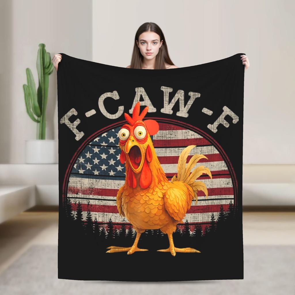 F-Caw-F Chicken Funny Fashion Blanket Fleece Decoration  Multi-function Lightweight Throw Fashion Blanket for Bed Bedroom Plush Thin Quilt