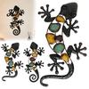 3D Metal Relief Art Gecko Lizard Wall Decor, Colorful Painted Iron Art, Sculpture Outdoor Farmhouse Hanging Ornament for Garden Fence Home Decorations