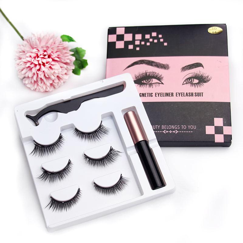 Private Label Magnetic Silk Eyelashes Custom Eyelash Magnetic Box 3D Mink Magnetic Eye Lashes Magnetic Eyeliner Set