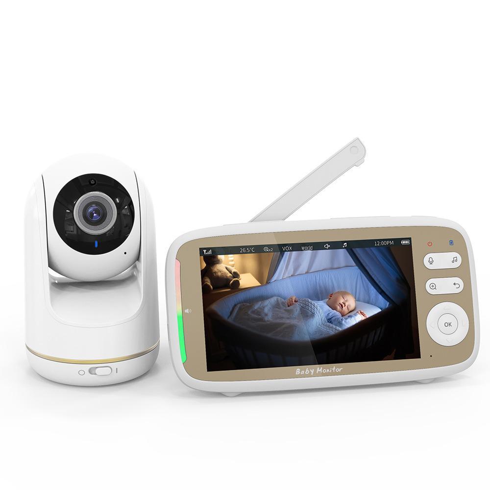 HD Wireless Baby Monitor with Gimbal Camera, Room Temperature Detection, and 5.0" Screen