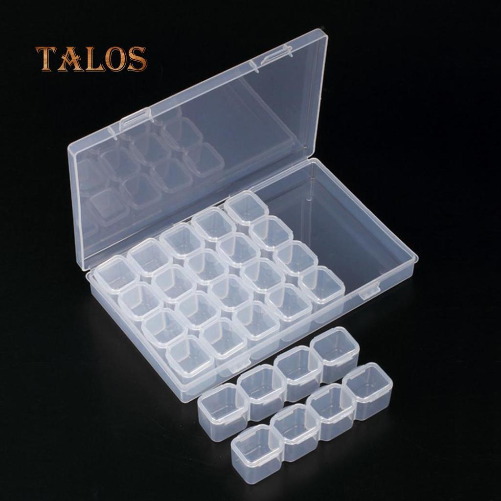 Clear Slots 28 Nail Plastic Art Tools Jewelry Display Storage Box Case Organizer Removable
