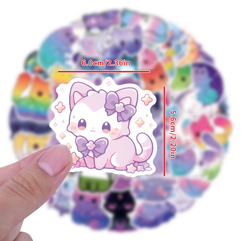 55-Piece Starry Sky Cat Stickers - Cute & Trendy Waterproof Decals for DIY Decoration