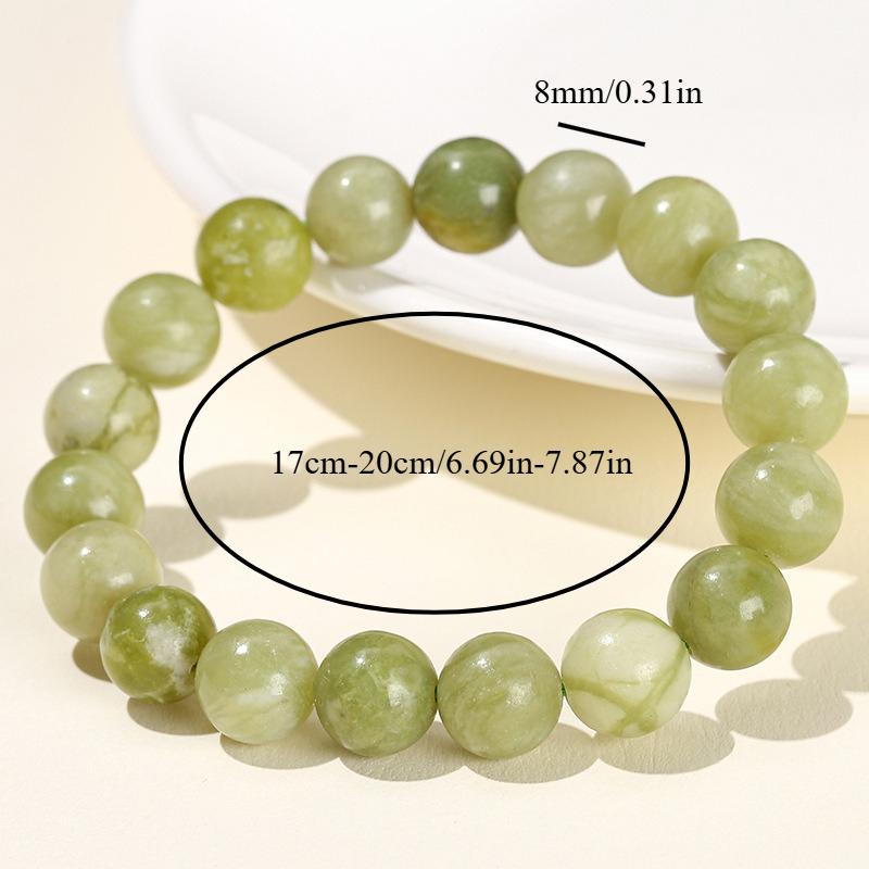 8mm natural jade bracelet, fashionable and fresh style, niche design, single-ring round bead jewelry for girls