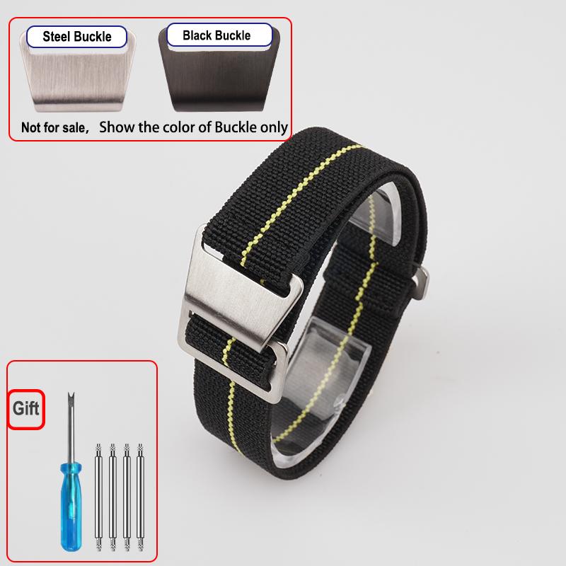 60s French Troops Parachute Bag Elastic Watch Strap 18 20mm 22mm Nylon Watchbands Man's Universal Ballistic Fabric Wristband