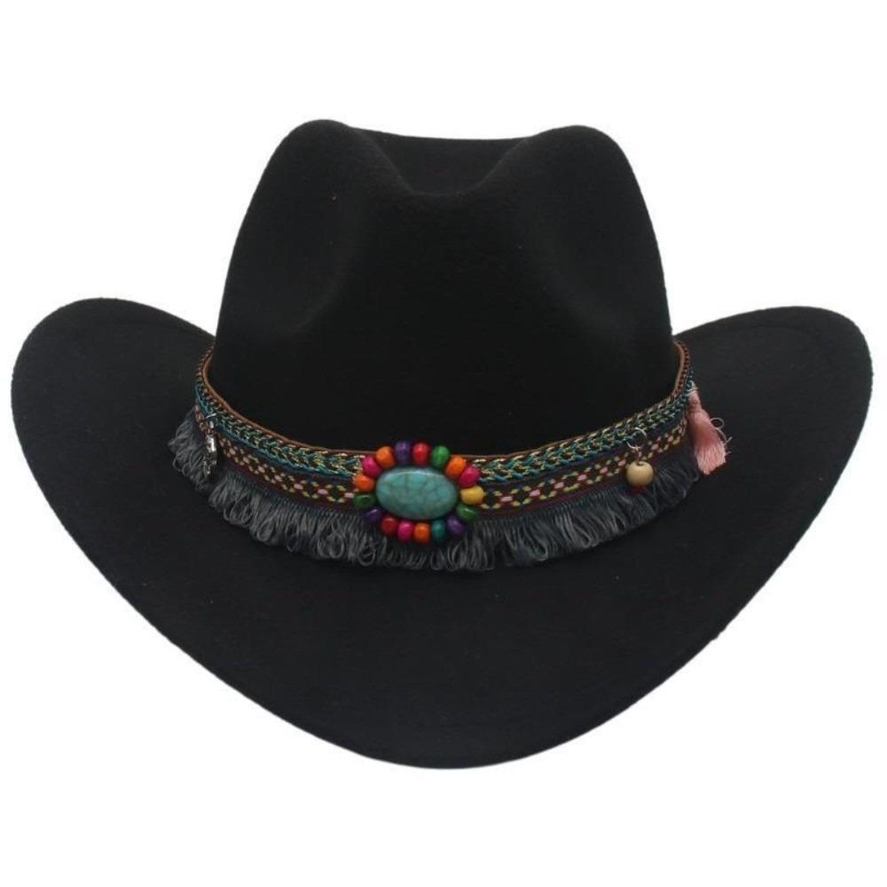 Woolen Western Cowboy Hat Solid Color Party Cosplay Hat Simple Cowgirl Jazz Hat Bucket Hats