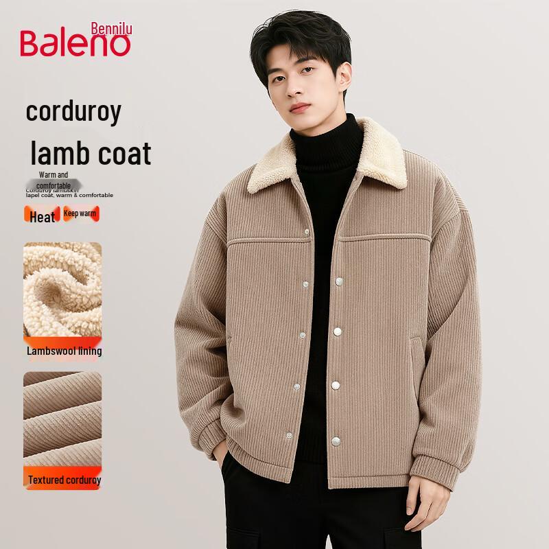

Baleno Men s Corduroy Fleece-Lined Collar Jacket XL