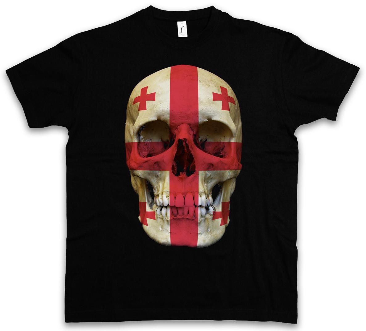 CLASSIC GEORGIA SKULL FLAG T-SHIRT Skull Banner Flag Georgia- XL
