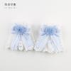 Hand Embroidered Flower Ball Lolita Headdress Original Handmade Lolita Blue White Lace Bow Hair Accessories Headband Top Hat