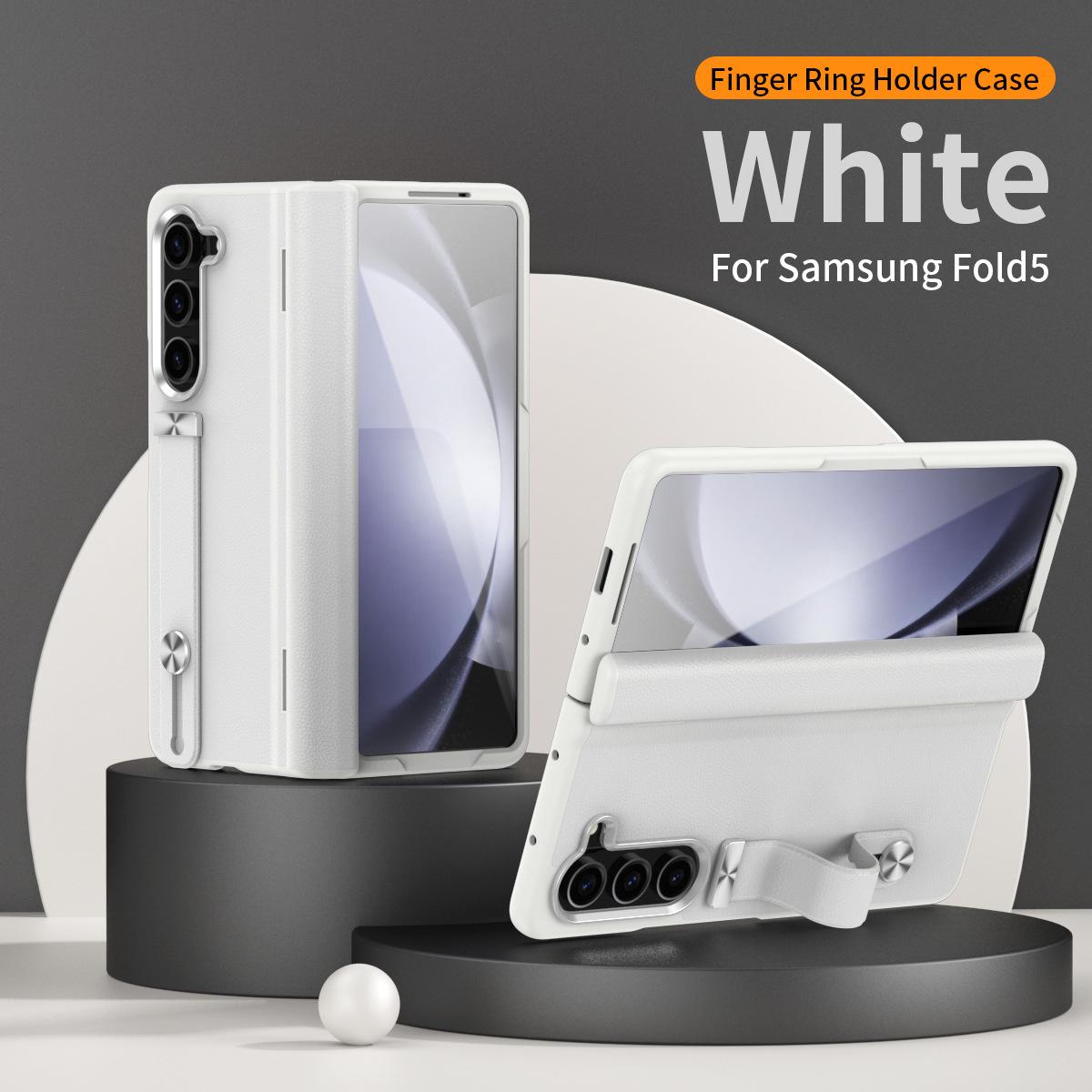 

Samsung Z Fold6/5 Leather Phone Case with Film Protection & Wrist Strap Samsung Z Fold3