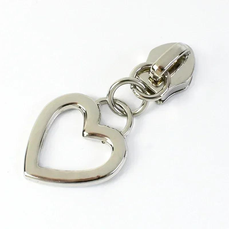 Meetee 5-50 Stück 5# Nylon Reißverschlussanhänger Kleidung Taschen Reißverschlüsse Reparatur Schieber für Plastikreißverschlüsse Herz Reißverschlusskopf Griff Nähzubehör