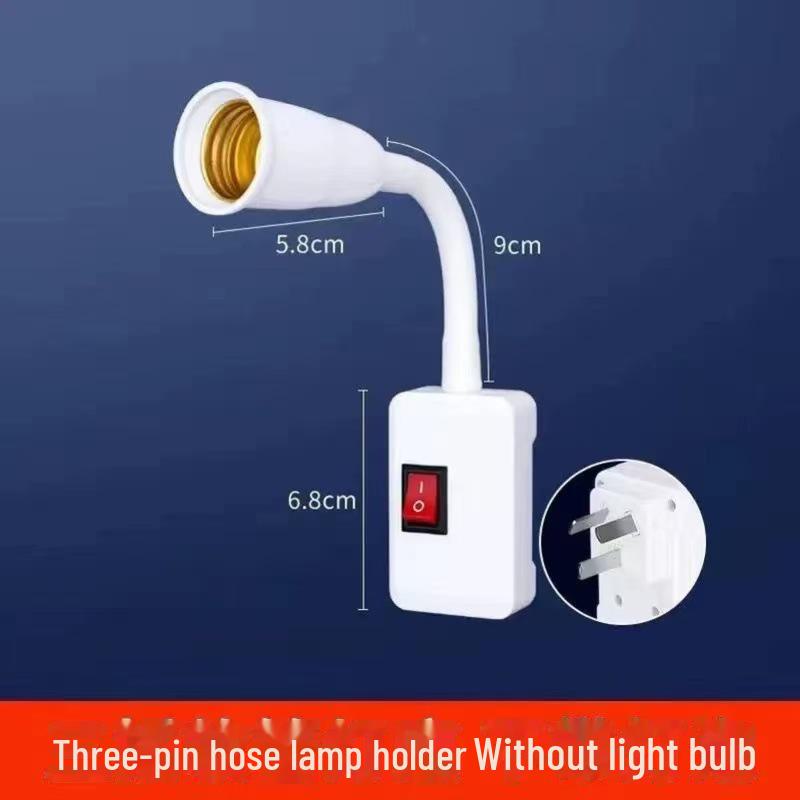 E27 Stainless Steel LED Lamp Holder with Switch – Universal Screw Conversion Fixture