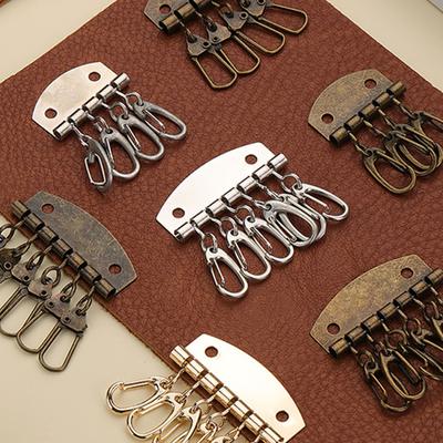 5 Pcs Key Holders with 4/6 Snap Hooks Key Row Keyring Organizers Hardware Accessories for Leather Craft Wallet