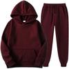 Mens Hooded Sports Tracksuit Unisex Two-Piece Running Outfits Long Sleeve Pullover Hoodies Sweatshirt+Sweatpants Set
