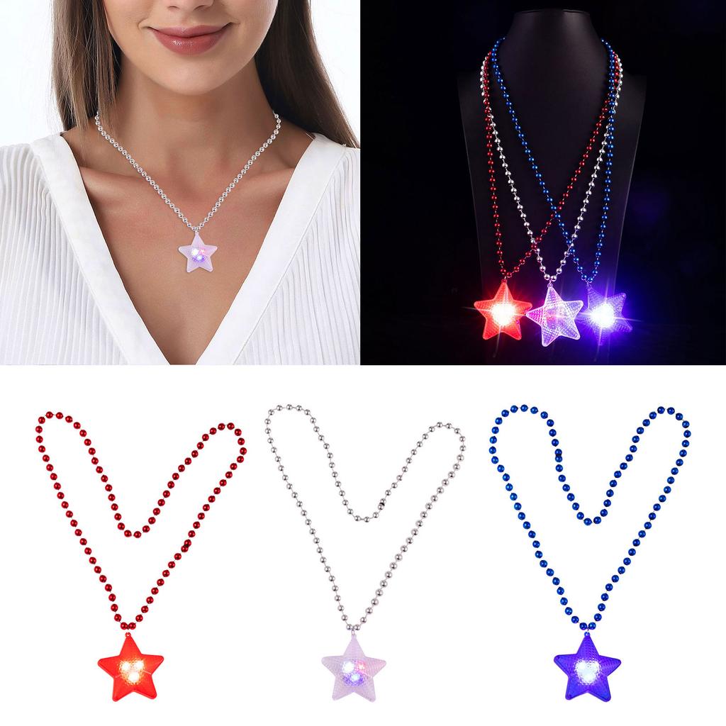 Light Up Star Necklace 3D Star Necklace LED Light Necklace Decoration Family Party Favor Classroom Exchange Gifts