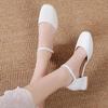 Fashion Women Low Heels Dress Shoes Ankle Strap Sandals Ol Office Zapatos Para Mujeres Black Mary Janes Ladies Footwear Plus Size 34-42