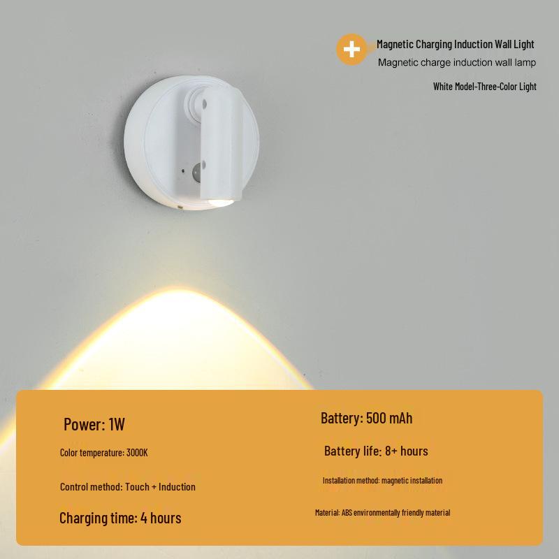 Kabellose LED-Wandleuchte mit verstellbarem Spot, Touch- und Fernbedienung, 3 Lichtmodi, keine Installation erforderlich – Perfekt für Schlafzimmer oder Flur.