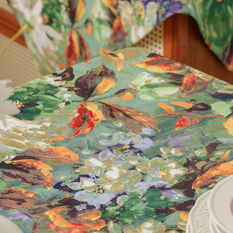 Stylish Florals Print Tablecloth Multipurpose Polyester Materials for Dining Party Home Decoration
