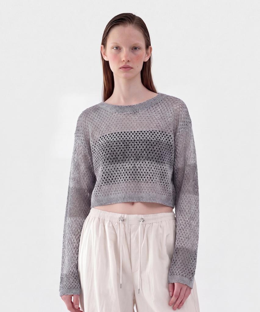 CUTZ Tone Mix Crop Mesh Pullover