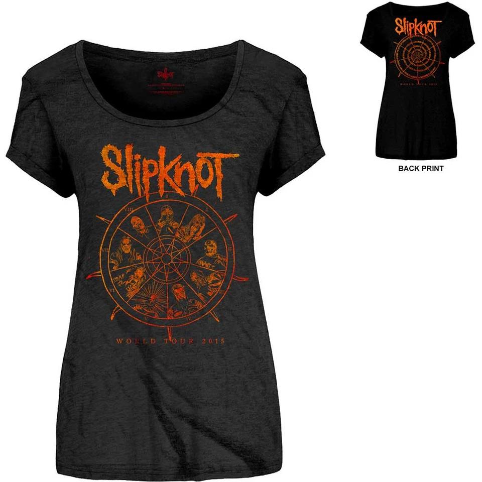 

Slipknot Ladies Scoop Neck T-Shirt: The Wheel (Back Print) OFFICIAL NEW 3XL