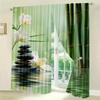 2PCS Bamboo Zen Sheer Curtains Semi-Transparent Polyester Rod Pocket for Living Room Bedroom Kitchen Dining Room