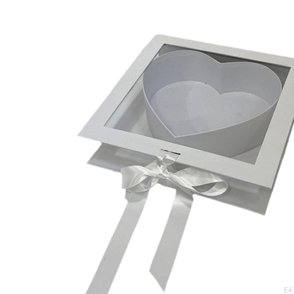 Boutique Valentine's Heart Flower Box Clear Top Creative Elegant Romantic Fillable Packaging for