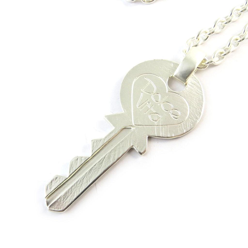 Dolce Vita [N8389] - Silver 'Clé Dolce Vita' Designer Long Necklace