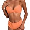 Women Solid Color Bikini Swimsuit With Triangle Top And Steel Support For Summer Beachwear