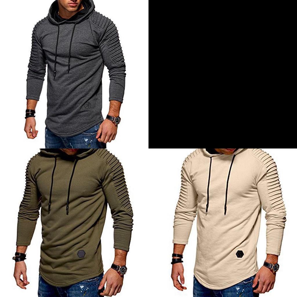 Classic Men Top T-shirt Long Sleeve Slim Fit Hooded Sweatshirt With Premium Materials