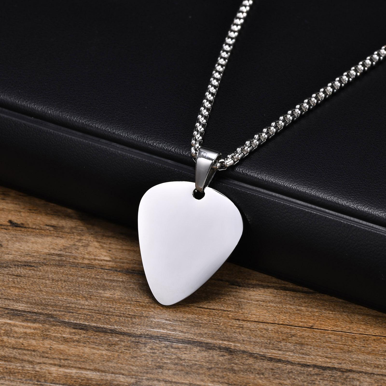 Vnox Dropshipping New Unique Guitar Pick Necklace for Men Boys, Stainless Steel Guitar Picks Pendant Collar to Music-lovers 50cm