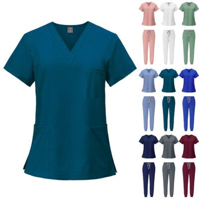 Ιατρική νοσοκόμα Στολή Jogger Scrubs Σετ Νοσοκομειακές Στολές Scrubs Κοστούμι Νέα Στολές Spa Γυναικείες φόρμες εργασίας με λαιμόκοψη V