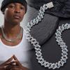 Multifunktionales mit Strasssteinen besetztes kubanisches Halsketten-Ketten-Set mit verstellbarer Länge, tragbar für Liebhaber von Street Styles