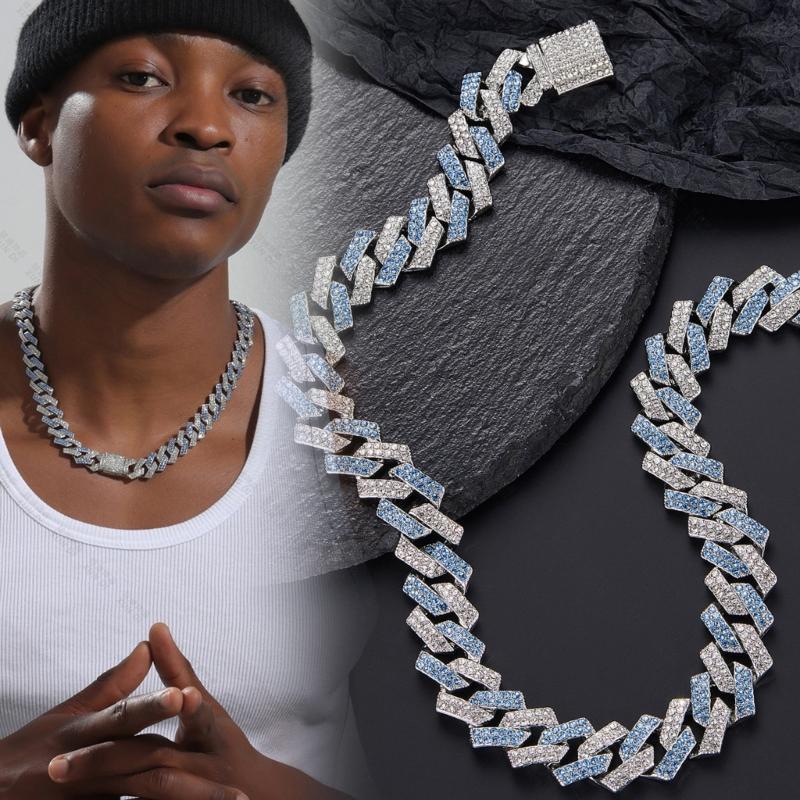 Multifunktionales mit Strasssteinen besetztes kubanisches Halsketten-Ketten-Set mit verstellbarer Länge, tragbar für Liebhaber von Street Styles