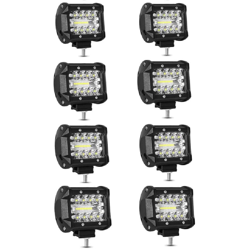 LED Light Pods, AAIWA 4 Inch 120W LED Light Bar 12000LM Spot Flood Combo Off Road Light Triple Row LED Work Light Driving Fog Light for Pickup Truck