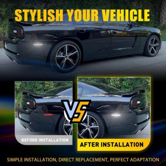 For Dodge Challenger 2008-14 Rear Side Marker Light Scan Start-up Smoked White A