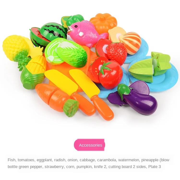 Kitchen Fun Cutting Fruit Basket And Vegetables Pizza Food Play House Set Puzzle Education Toys For Kids Boys Girls Xmas Gifts