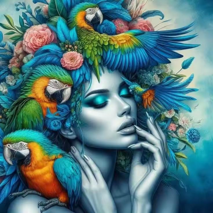 Diamond painting Art 5D DIY Colorful Peony Flowers Beauty Girl Diamond Mosaic Bird Tree 5D Rhinestone Cross Stitch Home Decor